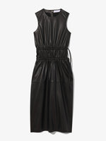Still Life image of Faux Leather Drawstring Dress in BLACK