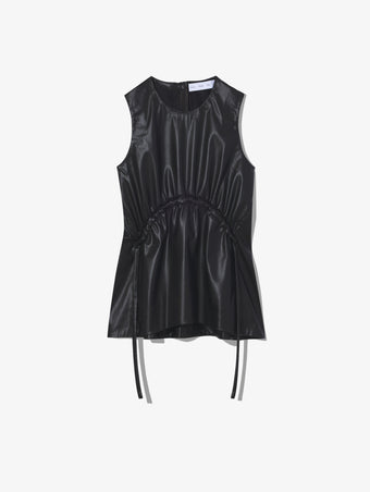 Still Life image of Faux Leather Drawstring Top in BLACK