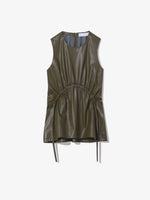 Flat image of Faux Leather Drawstring Top in WOOD