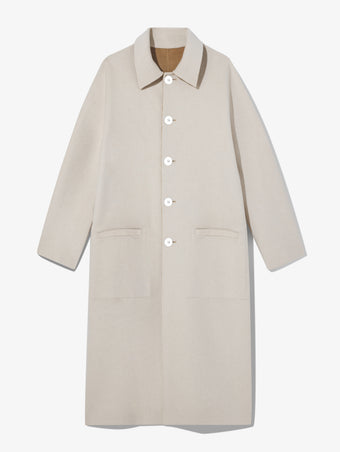 Still Life image of Reversible Double Face Coat in CAMEL / OFF WHITE on OFF WHITE side