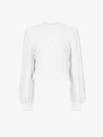 Still Life image of Chunky Cable Bell Sleeve Sweater in OFF WHITE