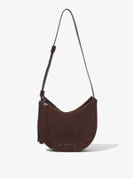 Front image of Medium Baxter Suede Bag in CHOCOLATE