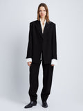 Front full length image of model wearing Wool Stretch Suiting Jacket in BLACK