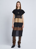 Front full length image of model wearing Multi-Media Dress in BLACK MULTI