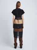 Back full length image of model wearing Multi-Media Dress in BLACK MULTI
