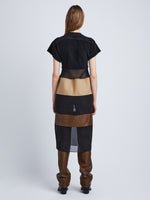 Back full length image of model wearing Multi-Media Dress in BLACK MULTI