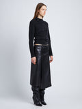 Side image of model in Nappa Leather Skirt in Black