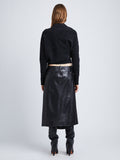 Back image of model in Nappa Leather Skirt in Black