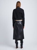 Back image of model in Nappa Leather Skirt in Black
