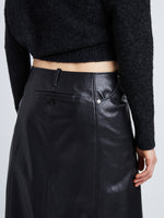 Detail image of model in Nappa Leather Skirt in Black