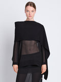Front cropped image of model wearing Technical Chiffon Top in BLACK