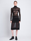 Front full length image of model wearing Technical Chiffon Skirt in BLACK
