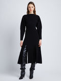 Front full length image of model wearing Wool Viscose Boucle Dress in BLACK