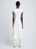 Back full length image of model wearing Matte Viscose Crepe Dress in WHITE