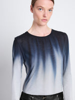 Detail image of model wearing Ice Dyed T-Shirt in Black Multi