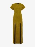 Still Life image of Technical Sequin Knit Dress in CHARTREUSE