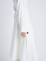Detail image of model wearing Crushed Matte Satin Dress in WHITE