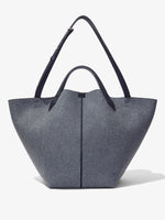 Front image of XL Chelsea Tote in Felt in slate with strap extended