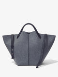 Front image of XL Chelsea Tote in Felt in slate with strap unbuttoned