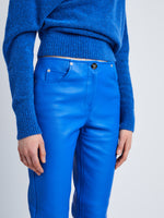 Detail image of model in Nappa Leather Pants in Azure