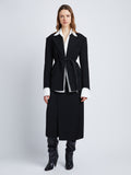 Front full length image of model wearing Wool Twill Skirt in BLACK