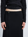 Detail image of model wearing Wool Twill Skirt in BLACK