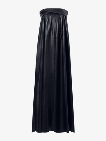 Flat image of Nappa Leather Strapless Dress in black