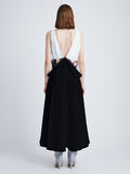 Back image of model in Printed Viscose Crepe Dress in black