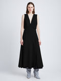 Front full length image of model wearing Printed Viscose Crepe Dress in BLACK