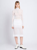 Front full length image of model wearing Technical Chiffon Skirt in IVORY
