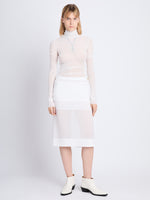 Front full length image of model wearing Technical Chiffon Skirt in IVORY