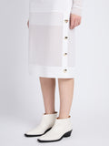 Detail image of model wearing Technical Chiffon Skirt in IVORY