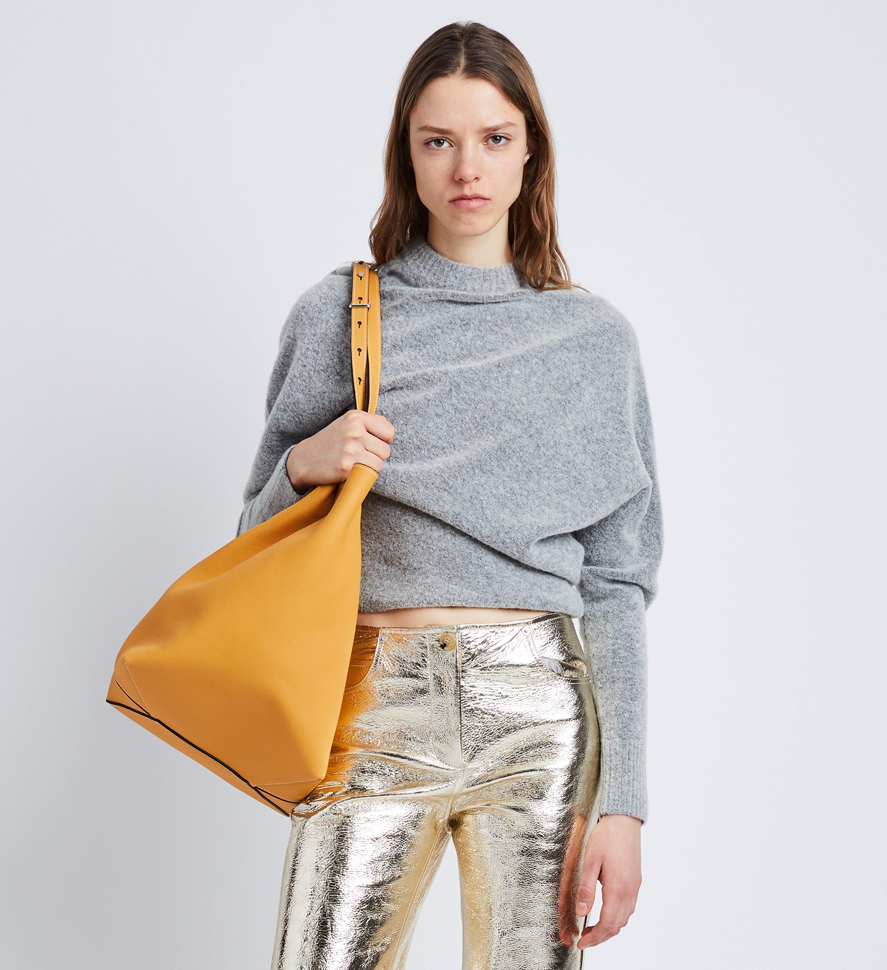 Proenza Schouler Viscose Wool Sweater - Light Grey Melange