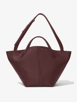 Front image of Large Chelsea Tote in bordeaux with straps extended