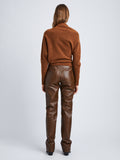 Back image of model in Nappa Leather Pants in Chestnut