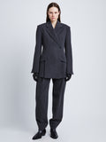 Front full length image of model wearing Melange Wool Jacket in GREY MELANGE