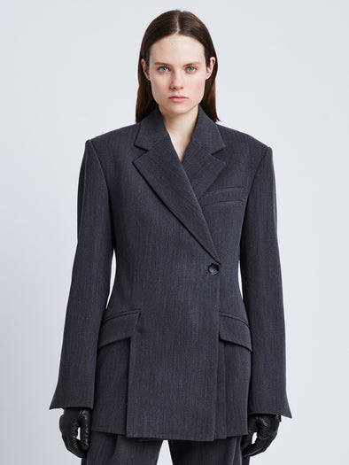 Front cropped image of model wearing Melange Wool Jacket in GREY MELANGE