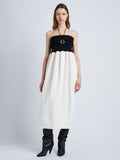 Front full length image of model wearing Viscose Crepe Knit Dress in WHITE