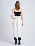 Back full length image of model wearing Viscose Crepe Knit Dress in WHITE