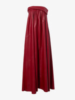 Flat image of Nappa Leather Strapless Dress in crimson