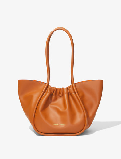 Front image of Large Ruched Tote in ALMOND