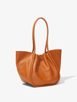 Side image of Large Ruched Tote in ALMOND