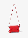 Front image of Beacon Saddle Bag in ROSSO with strap extended