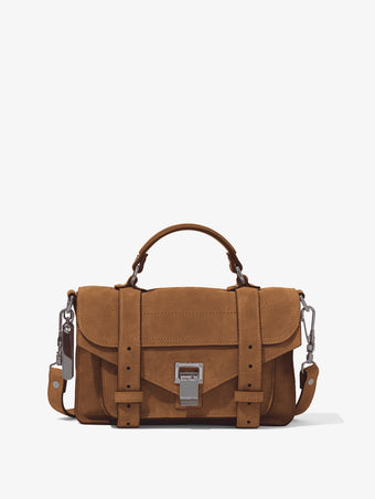 Front image of Suede PS1 Tiny Bag in WALNUT