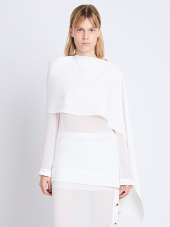 Front cropped image of model wearing Technical Chiffon Top in IVORY
