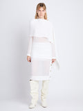 Front full length image of model wearing Technical Chiffon Top in IVORY