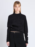 Front cropped image of model wearing Viscose Wool Sweater in CHARCOAL