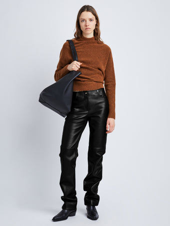 Front image of model in Nappa Leather Pants in Black