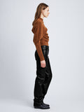 Side image of model in Nappa Leather Pants in Black