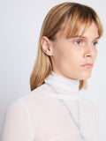 Detail image of model wearing Viscose Gauze Knit Top in WHITE